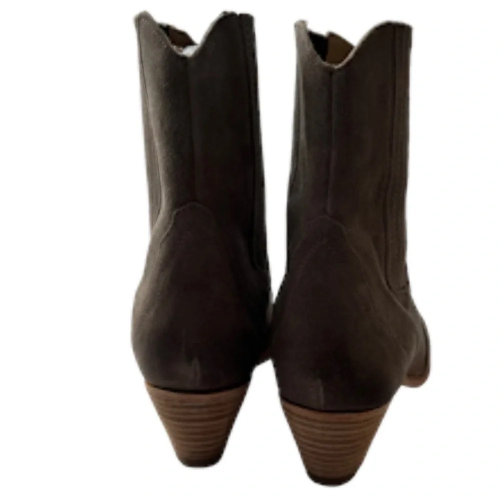 Free People New Frontier Western Chelsea Boots Washed Taupe Suede Women's 8